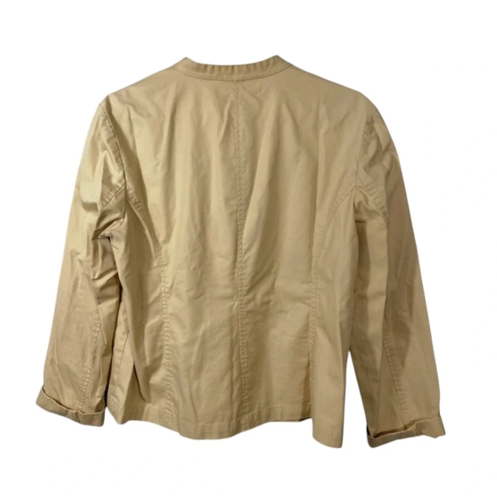 ORVIS Beige Cotton UTILITY JACKET No Collar 4-Pockets Unlined GORPCORE sz 12